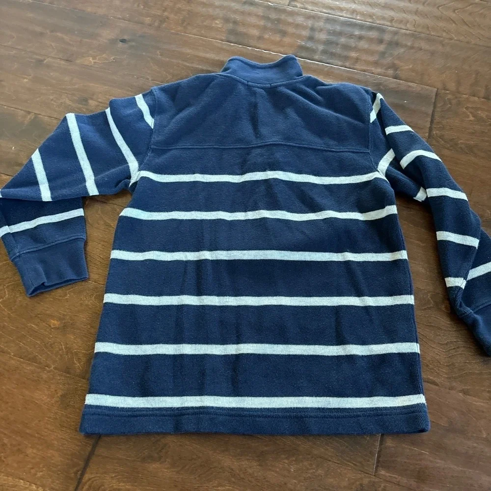 Gap Boys Sweater Size‎ Large 1/4 Zip Mock Neck Blue Striped Knit